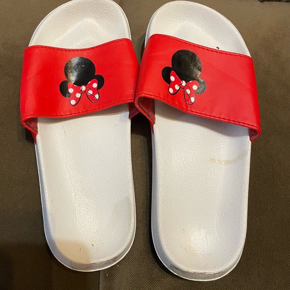 Kids Red Minnie Mouse Slide Sandals